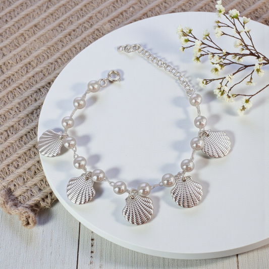 Pulseira Pérolas e Conchas Prata 925