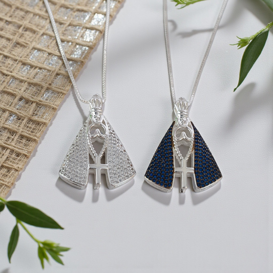 Colar N. Sra. Aparecida Dupla Face 30mm  Prata 925