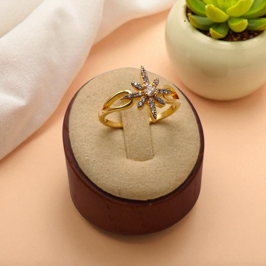 Anel Estrela de Luz Laterais Vazadas