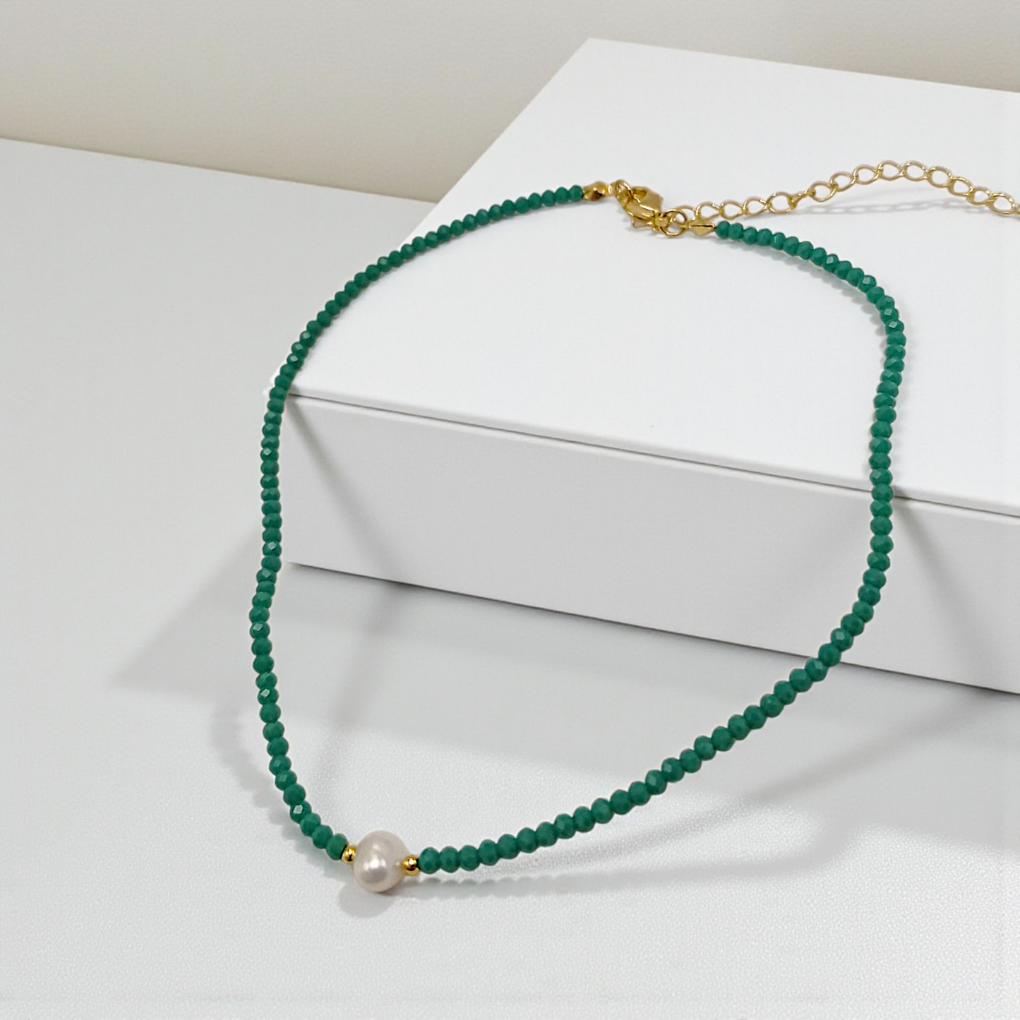 Colar Choker Cristal e Pérola