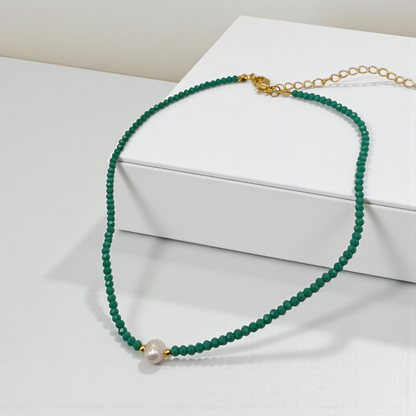Colar Choker Cristal e Pérola