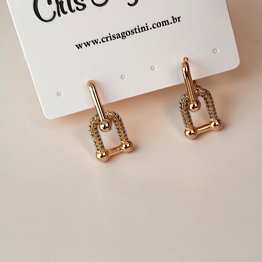 Brinco 2 Elos Tiffy Removível  Rosé Microzircônias