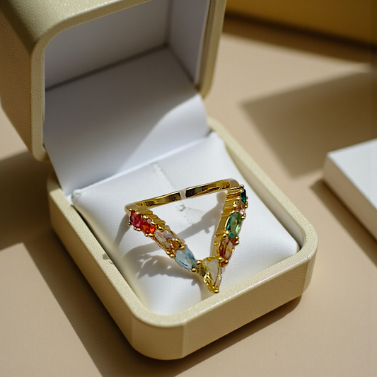 Anel Formato V Zircônias Colors