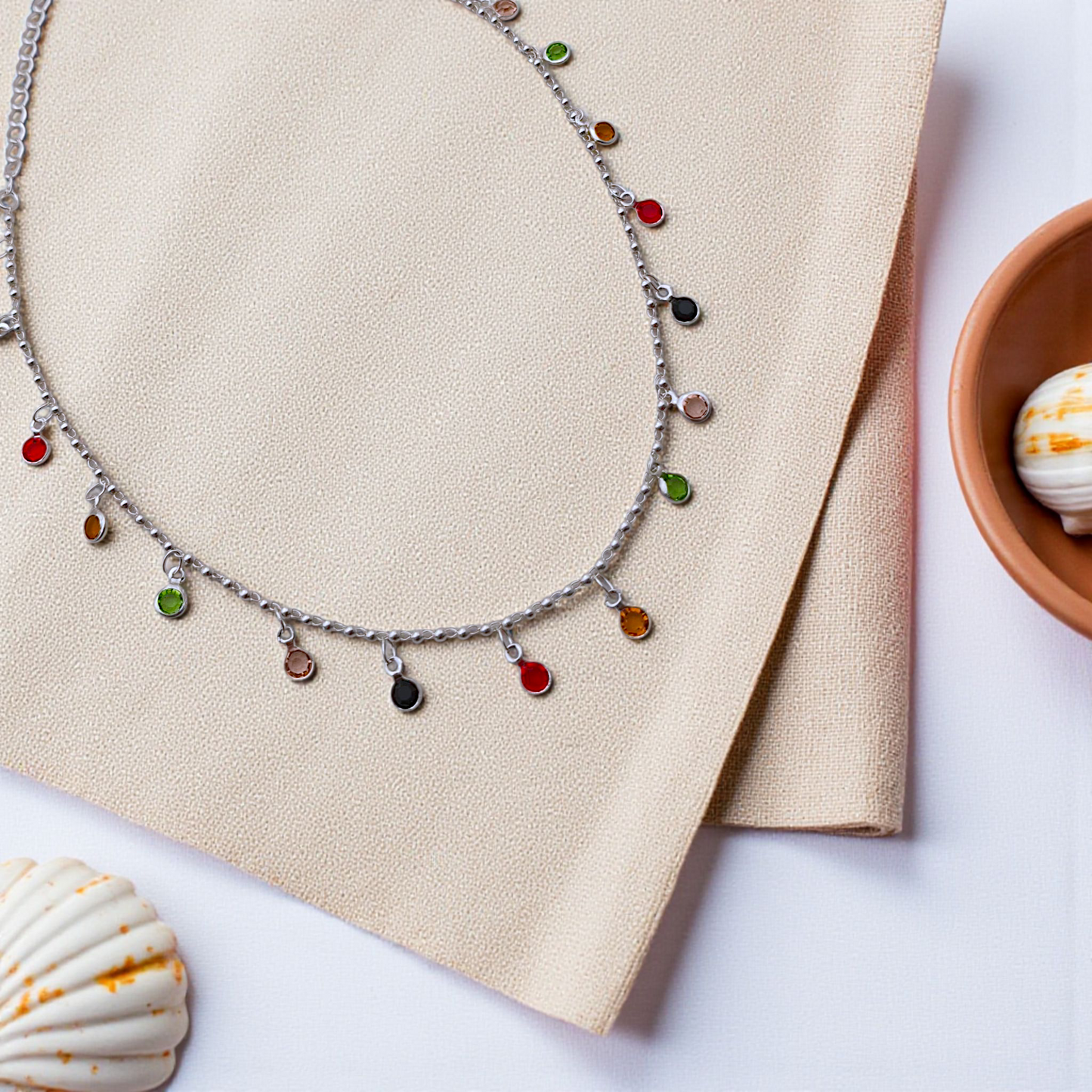 Colar Choker Zircônias Tiffy Colors Penduradas Prata 925