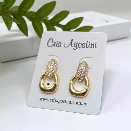 Brinco Pingente Elo Quadrado