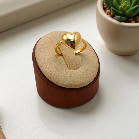 Anel Fino Coração Médio Liso