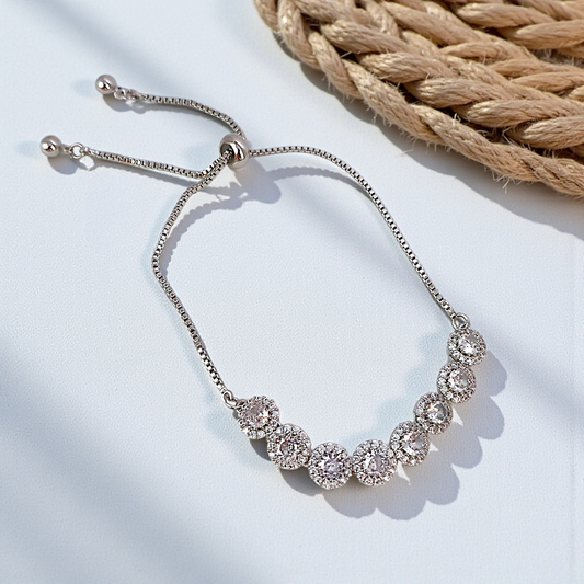 Pulseira Gravatinha Flores Zircônias