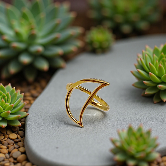 Anel Meia Lua Grande Vazada