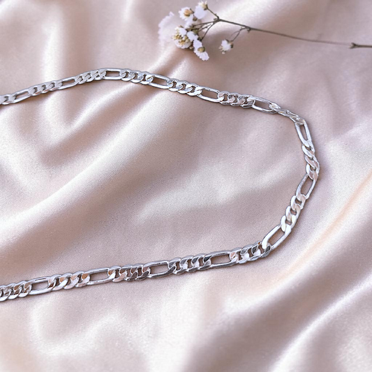 Corrente Elo 3x1 4mm - 60cm Prata 925
