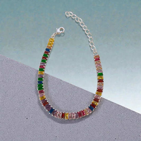 Pulseira Riviera Zircônias Colors 5mm Prata 925