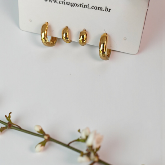 Brinco Dupla Argolinha Lisa 10 e 8mm