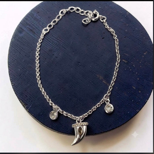 Pulseira Delicada Dente de Sabre Prata 925