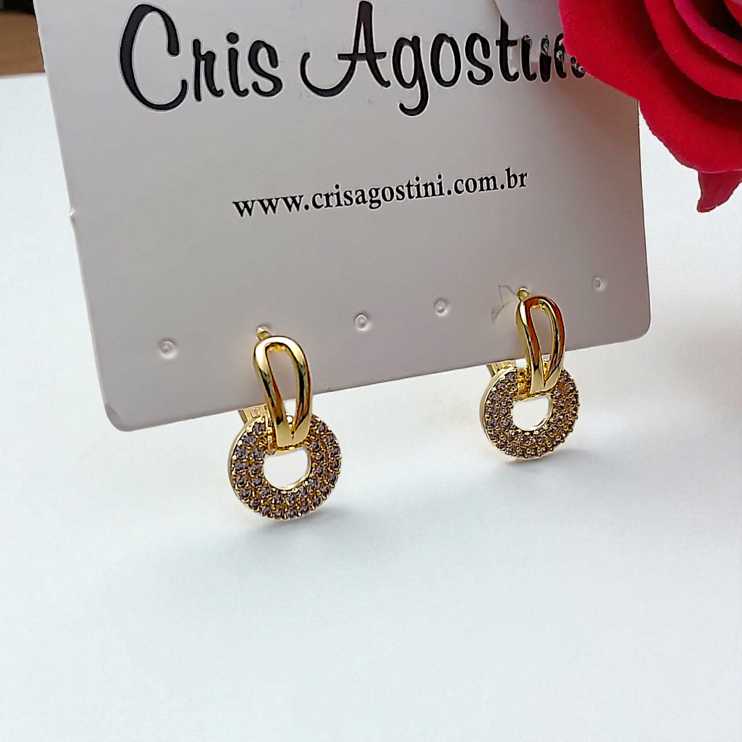 Brinco Argolinha Pingente Redondo Microzircônias