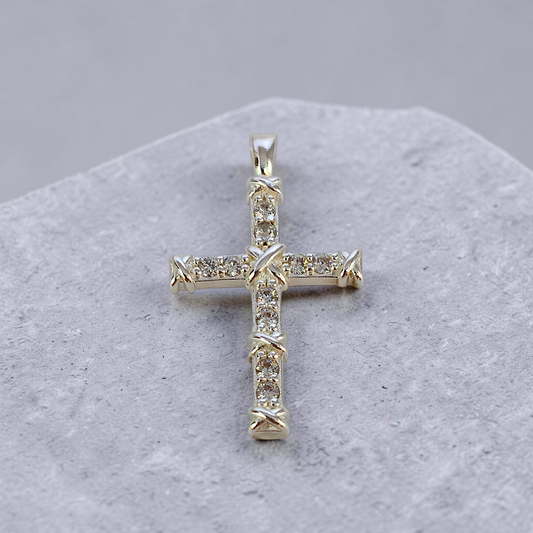 Pingente Crucifixo Zircônias 35x25mm Prata 925