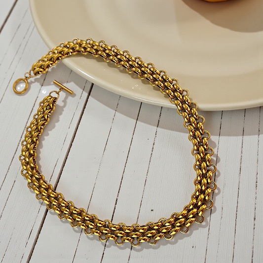 Colar Malha Relógio 15mm Fecho T