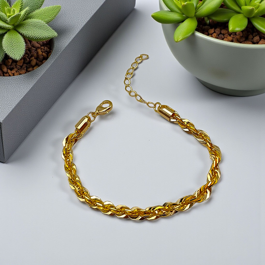 Pulseira Elos Torcidos Entrelaçados Grossa
