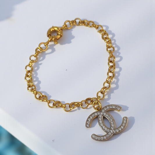 Pulseira Elo Português Pingente CH Microzircônias