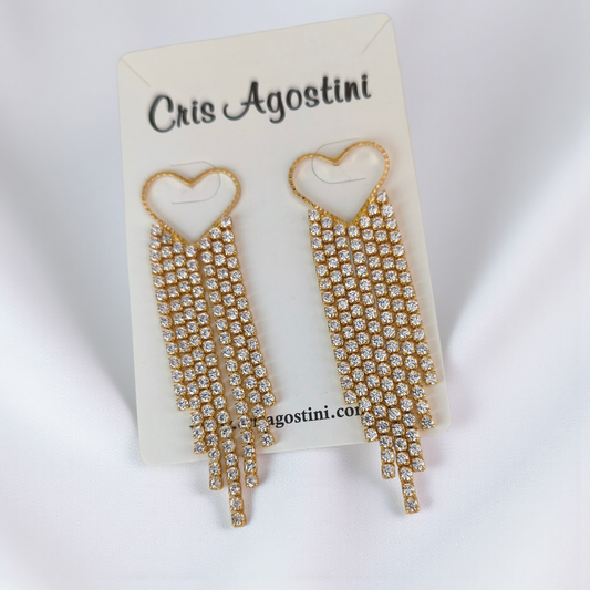 Brinco Base Coração Vazado Franja Microzircônias