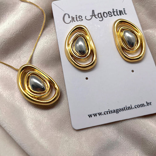 Conjunto Oval Orgânico Bicolor