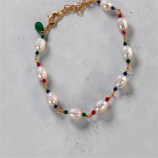 Pulseira Pérolas e Mini Cristais Colors